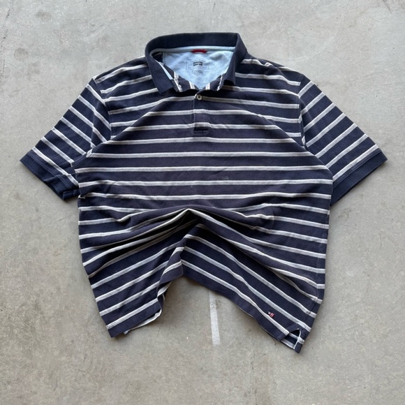 Vintage Wrangler Navy and White Striped Polo - Picture 1 of 3